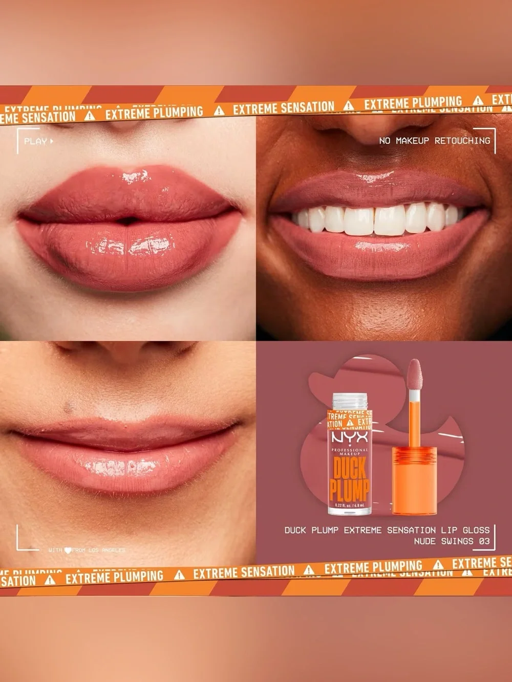 NYX Duck Plump High Pigment Lip Plumping Gloss - Nude Swings, NEW